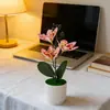 3 Flores Artificiais Cymbidium em Vasos Pequenos Enfeites Estilo Escandinavo Decoração de Casa Escritório Sala de Estar Flores Artificiais e Plantas Verdes Bonsai