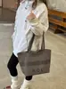Bolsa de Lona Lavada Estilo Perezoso para Mujer, Bolso de Hombro Grande de Rayas Retro, Bolso Casual Versátil para Mujer