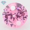 Huagang Gema Redonda Rosa Doble Agujero Zircón Piedra Nuda con Agujeros Zirconia Cúbica Sintética Cara de Anillo Perforada
