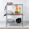 Prateleira de Armazenamento para Cozinha e Banheiro aço inoxidável espessado cor prateleira de temperos multicamada óleo, sal, molho e vinagre prateleira de organização de armazenamento de três camadas para cozinha