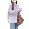 Suéter Redondo de Terciopelo de Visón Morado Impermeable Estilo Coreano para Mujer, Nuevo Top de Punto Holgado Perezoso Otoño e Invierno, Engrosado