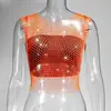 AYJ Amazon Transfronterizo Sexy Ropa para Mujer de Discoteca Estilo Europeo y Americano Malla Transparente con Strass Top sin Mangas Malla Brillante con Strass Camisola