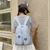 Mochila de Orelhas de Coelho com Bolinhas Estilo Coreano e Renda Estrela, Grande Capacidade, Mochila Fofa e Estilosa para o Dia a Dia de Mulheres, Disponível em Várias Cores