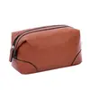 Bolsa de aseo de cuero retro de lujo ligero para hombres de oficina, bolsa de almacenamiento portátil para productos de cuidado de la piel y maquillaje
