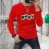 Outono e Inverno Novo Moletom Masculino de Gola Redonda Manga Longa Estampado Moderno Inglês Top Urbano Bonito Confortável Versátil Roupa Masculina