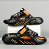 Sandalias de exterior bicolor de suela gruesa para hombre, zuecos de hombre, pantuflas de EVA para hombre, sandalias de una tira, zapatos de playa para exteriores
