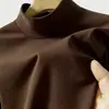 Camada base masculina de gola alta parcial de fábrica, roupa íntima interna quente e espessa escovada de inverno, top de gola alta de manga longa plus size, moderno