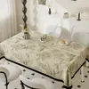 Toalha de mesa à prova de óleo, à prova d'água, fácil de cuidar, estilo americano retrô, padrão pintado à mão, textura de pele de cordeiro sintética, para mesa de jantar em casa