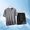 Traje de Camiseta de Manga Corta de Seda de Hielo para Hombre Verano Deportes Secado Rápido Balón Fitness Tendencia Camiseta Deportiva de Media Manga Running