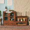 Armário de exposição de madeira maciça nórdica vintage com duas portas de madeira, armário de armazenamento de artigos diversos e cosméticos, caixa de armazenamento de mesa com gaveta