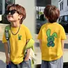 Camiseta Infantil Manga Curta Verão Crianças Médias e Grandes Roupas de Verão Versátil Meninos Manga Meia Manga Solta Algodão Puro T Camiseta Casual Camisa Estilo Fino
