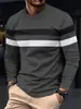 Exportación Transfronteriza Talla Grande Otoño e Invierno Hombres Cuello Redondo Manga Larga Bloques de Color Camiseta Básica Pulóver Camiseta de Manga Larga para Hombres