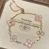 Pulsera Nueva de Trébol de Cuatro Hojas Rosa 2026 para Mujer, Exquisita, Dulce, Fresca, Versátil, de Gama Alta, Popular en Xiaohongshu