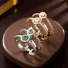 Anel Aberto Colorido de Luxo de Nicho com Design de Enrolamento Multicamadas e Cravejado com Diamantes, Anel de Zircônia Fashion Empilhável de Camada Dupla para Mulheres
