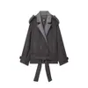 Moda Nueva Versátil Elegante Casual Traje Cuello Corbata Manga Larga Chaqueta Abrigo Otoño Invierno 2025 Transfronterizo