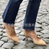 Nuevas Sandalias Huecas de Tacón Alto de Aguja Estilo Comercio Exterior Primavera y Verano, Tallas 40-43, Talla Grande, Puntiagudas, de Gamuza, con Tiras Cruzadas