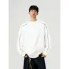 Sudadera con Capucha de Cuello Redondo con Diseño de Hilo Brillante Retro para Hombre Otoño Invierno Marca de Moda Holgada Casual Versátil Pulóver Superior Ropa de Hombre