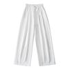 Pantalones blancos sencillos de pierna ancha y cintura alta para otoño de 2024, pantalones holgados de estilo Spice Girl con aspecto ajustado, pantalones casuales para fregar