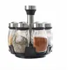 Juego de Frascos para Especias con Base Giratoria 7 Piezas, Combo de Contenedores de Botellas para Condimentos de Cocina, Saleros Almacenadores de Especias para Cocina Casera