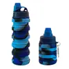 Botella de agua plegable de silicona transfronteriza, conveniente para ciclismo al aire libre, hecha de material de silicona de grado alimenticio