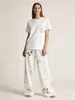 Roupas Femininas Transfronteiriças Verão 2026 Nova Moda Camiseta Estilosa Bordada de Manga Curta + Calça de Corte Reto Conjunto Casual para Mulheres