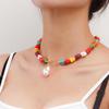 Collar con colgante de perla turquesa de color natural irregular, joyería transfronteriza europea y americana, collar tejido a mano para mujer