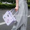 Bolsa de Playa Eva Bolso de Mano para Exteriores Europeo y Americano Se Puede Personalizar DIY con Accesorios, Bolsa Perforada, Estilo Coreano Bolsa Impermeable de Verano para Natación