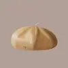 Gorra de Pintor, Gorro Octogonal, Circunferencia de Cabeza Grande, Nuevo Estilo Otoño e Invierno, Versátil, Estilo Calabaza, Adelgazante de Rostro, Logo Metálico, Boina para Mujer