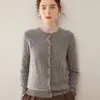 Cárdigan de Cashmere Tejido a Mano con Trenzas, Doble Hilo, Cuello Redondo para Mujer, Color Sólido Espeso de Cachemir, Otoño/Invierno, Holgado, Versátil, Prendas de Abrigo Tejidas a Mano con Trenzas