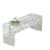 Banco Largo de Acrílico con Onda de Agua de Lujo Ligero Transfronterizo Silla de Comedor Transparente Simple Silla Larga para Cambiar Zapatos en la Puerta Banco al Pie de la Cama