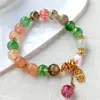 2026 Nuevo Estilo Pulsera de Imitación Cristal con Patrón de Grietas de Hielo para Mujer, Estilo Chino Lujo Ligero Candado de Paz Joyería de Cuentas Accesorio de Moda Versátil