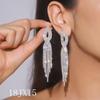 Aretes tejidos con temperamento coreano europeo y americano, aretes largos de borla con diamantes de imitación, joyería para la oreja para vestido de fiesta nocturna de club nocturno al por mayor