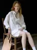 Camisa Blanca de Lino Estilo Old Money para Mujer, Primavera y Verano, Conjunto Relajado y Lujoso de Camisa y Shorts de Algodón y Lino con Protección Solar