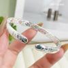 Pulsera de Plata de Ley S999 para Mujer, Diseño Abierto Sólido con Estilo Vintage, Presentando el Carácter "Fu" y el Sutra del Corazón, Joyería Simple y Versátil, Perfecta como Regalo para Personas Mayores