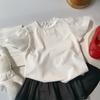 Ropa Nueva de Verano 2026 para Niñas, Blusas con Mangas Abullonadas, Vestidos de Princesa de Color Liso Estilo Coreano con Mangas Abullonadas, Camisetas Estilo Pastoral con Mangas de Farol