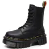 Botas Chelsea Transfronteiriças 2976 para Mulheres, Botas de Motociclista com Solado Grosso, Botas de Cano Curto em Couro Genuíno, Sapatos Slip-On Plataforma