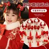 Horquilla Roja de Año Nuevo para Niñas con Lazo, Accesorio para el Cabello, Tocado Tradicional Chino de Año Nuevo, Pinza para el Cabello con Peluca de Estilo Chino para Niñas Hanfu