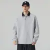 Chegada Nova Outono 2026: Moletom Masculino Solto, Confortável, Versátil, Casual, Moderno, de Manga Longa, com Patchwork em Tricô no Estilo Celeiro