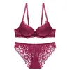 Conjunto de sujetador de encaje sexy transfronterizo europeo y americano para pechos pequeños para que parezcan más grandes, con efecto push-up, talla grande y soporte lateral para el pecho