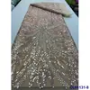 Tecido com Lantejoulas Bordadas em Base de Tule, Decoração com Padrão de Plantas, Tecido de Lantejoulas para Passarela, Renda de Lantejoulas