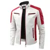 2026 Comercio Exterior Transfronterizo Otoño e Invierno Casual Motociclista Patchwork Chaqueta de Cuero Moda Masculina Cuello Alto Retro Cálida Chaqueta de Cuero