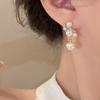 Pendientes de perlas con costuras de estilo francés suaves y elegantes, diseño de nicho, sensación de alta gama, pendientes Tong Qin, pendientes de lujo ligero para mujer
