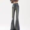 Jeans acampanados de moda para mujer, nueva colección primavera 2026, de talle alto, corte ajustado, estilo europeo, con adornos de pedrería, de largo hasta el suelo