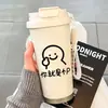 26 Nueva Taza Térmica Portátil para Mujer Alta Apariencia Taza de Agua con Popote Acero Inoxidable 304 Pareja Celebridad de Internet Almacenamiento en Frío Taza de Café.