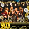 Festa de Aniversário Série Ouro Negro 80 Anos Garfo Colher Prato de Jantar Conjunto Utensílios de Mesa Suprimentos Diário Festival Casamento Louça de Casamento