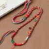 Cordón para Colgante Tejido a Mano de Xizang Trenza de Ocho Hilos Estilo Borla del Dios de la Riqueza de Cinco Vías Cuerda para Collar con Colgante de Jade Thangka