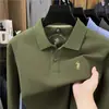 Camisa Polo Paul Bordada 100% Algodón Manga Larga para Hombre de Alta Gama Cuello Solapa Casual Otoño para Hombres de Mediana Edad