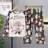 Pijama Transfronterizo para Niñas del Sudeste Asiático Primavera y Otoño Nuevo Manga Larga Delgado Dibujos Animados Ropa de Casa para Niños Traje