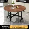 Mesa Redonda Plegable para Uso Doméstico, Adecuada para Apartamentos Pequeños, Mesa de Comedor Plegable Móvil, Mesa Redonda Grande con Plato Giratorio, Mesa de Comedor para 10 Personas