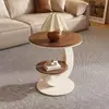Mesa de centro de lujo ligero estilo mid-century color nogal para sala de estar, uso doméstico, juego de mesa de té ovalada, nuevo modelo de diseñador moderno simple